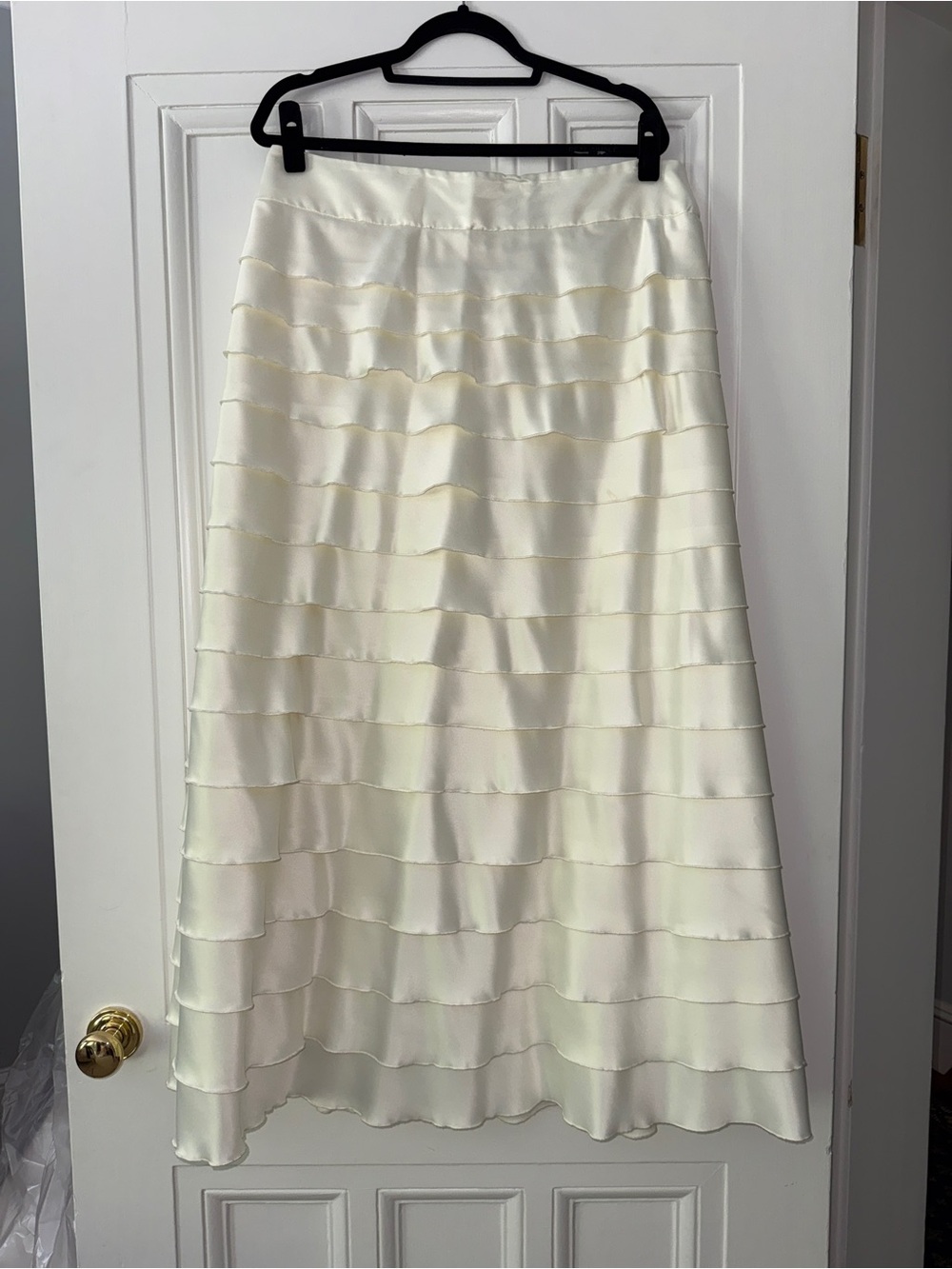 JS Collections Ivory A-Line Tiered Satin Skirt